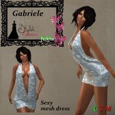 GABRIELE Deep Cleavage Mini Halter Dress Hawai Storm