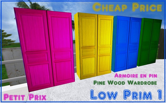 Bleue pine wood wardrobe