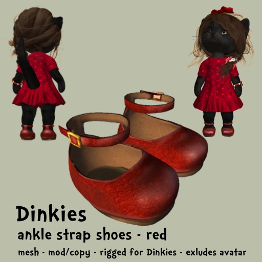 Dinkies ankle strap shoes red (boxed)