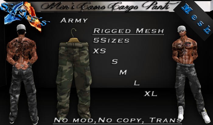 *SoL!ce's* Camo Cargo Mesh Pants Army