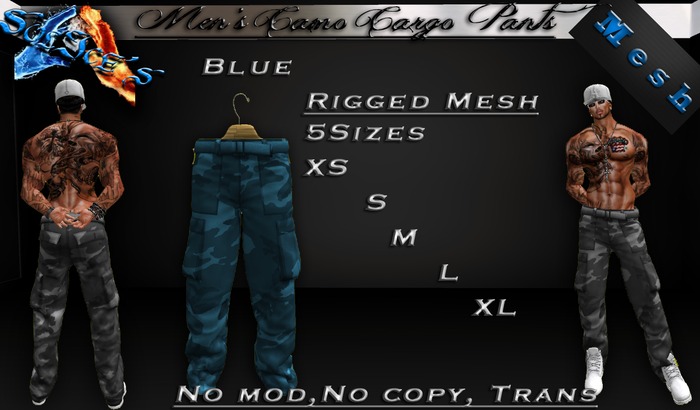 *SoL!ce's* Camo Cargo Mesh Pants Blue
