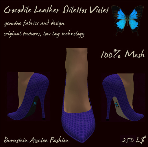 Crocodile Leather Stilettos Violet