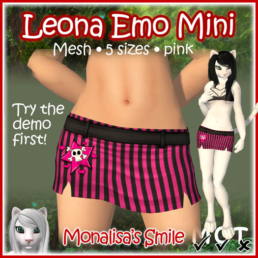 ::Monalisa's Smile:: Leona Emo Mesh Mini Pink