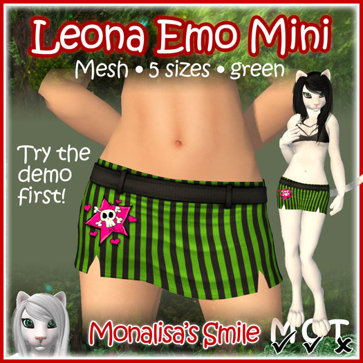 ::Monalisa's Smile:: Leona Emo Mesh Mini Green