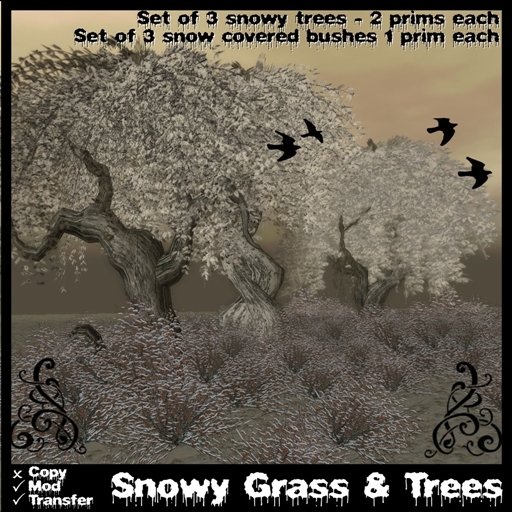 A Netherworld - Snowy Winter Trees and Grassy Bushes
