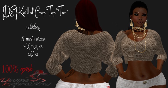 {DE}Mesh Knitted Crop Top *Tan*BOXED*