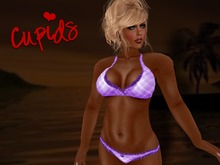 Plaid Ruffles Bikini Lingerie Purple