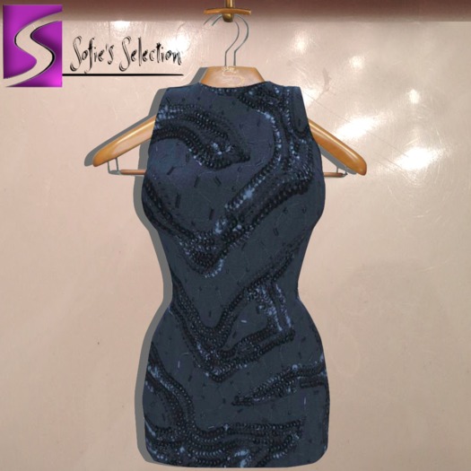 <S> Mesh Mini Dress Pailette Blue