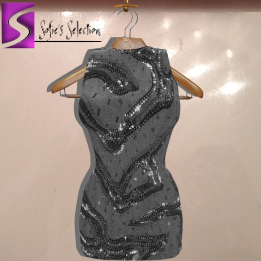 <S> Mesh Mini Dress Paillette Silver