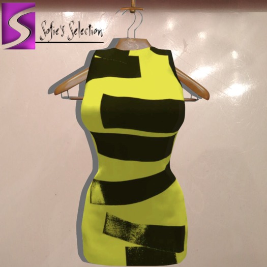 <S> Mesh Mini Tape Dress Yellow