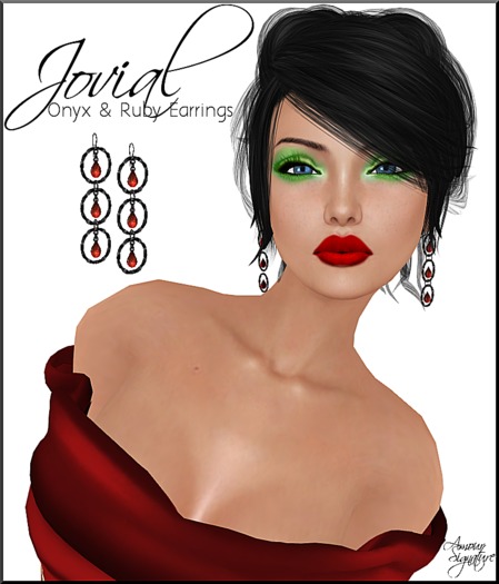 Amour Signature - Jovial Jeweled Earrings - Onyx & Ruby