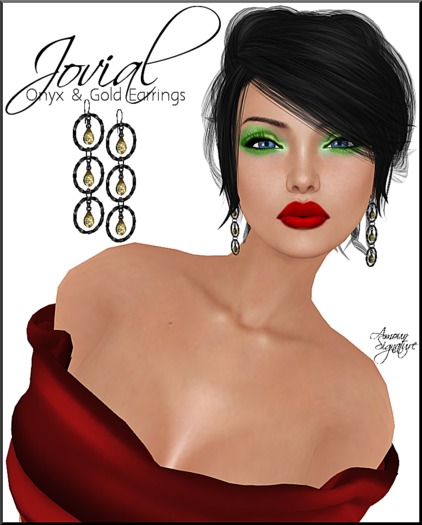 Amour Signature - Jovial Jeweled Earrings - Onyx & Gold