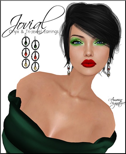 Amour Signature - Jovial Jeweled Earrings - Onyx & Tri - Jewel