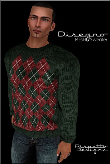 Rispetto Designs - Disegno MESH Sweater -  Green/Red
