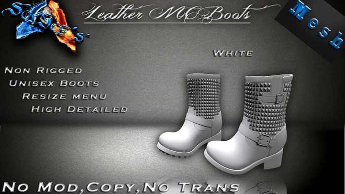 *SoL!ce's* Mesh Leather MC Boots WHITE