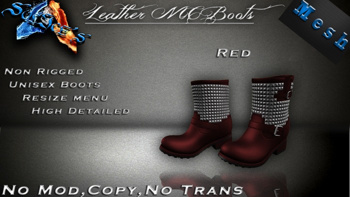 *SoL!ce's* Mesh Leather MC Boots RED