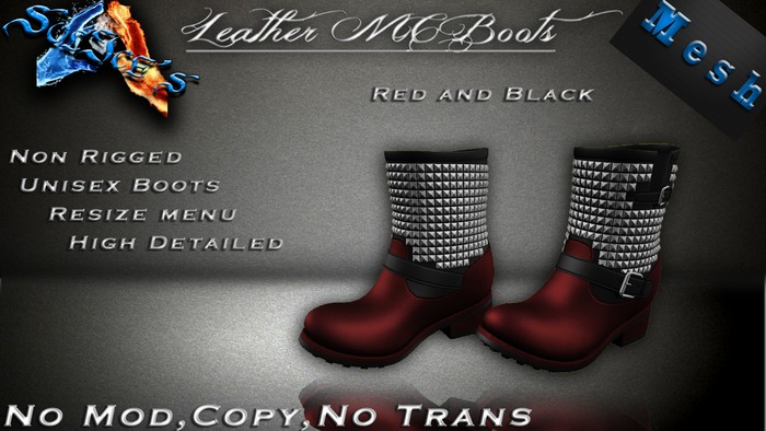 *SoL!ce's* Mesh Leather MC Boots RED/BLACK
