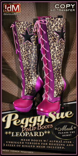 !dM deviousMind "PeggySue" PinUp Boots **LEOPARD**