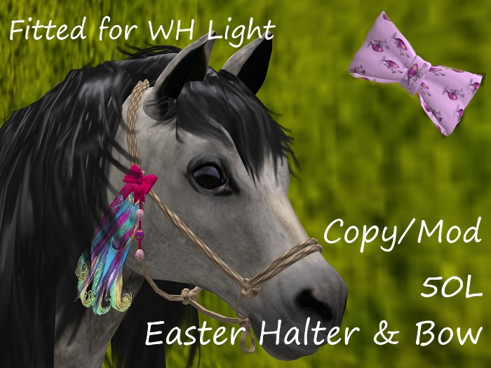 (DD&DE) WH/Lt Rope Halter w/Feathers&Eggs (Easter)