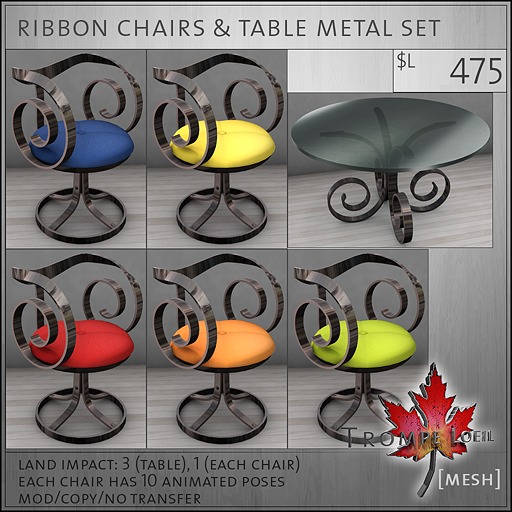 Trompe Loeil - Ribbon Chairs & Table Set Dark Wood [mesh]