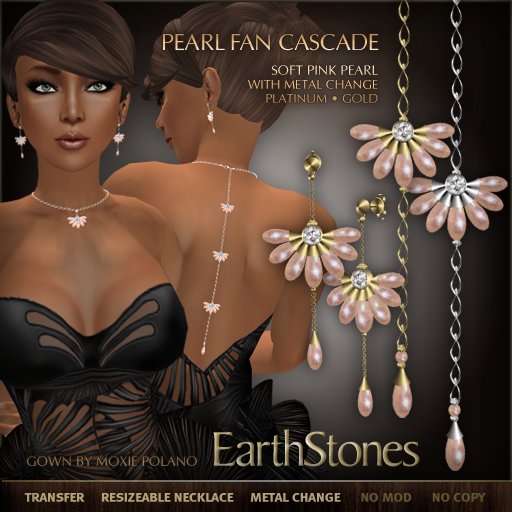 Pearl Necklace & Earrings by EarthStones Pearl Fan Cascade - Soft Pink Pearl Necklace and Earrings (Boxed)