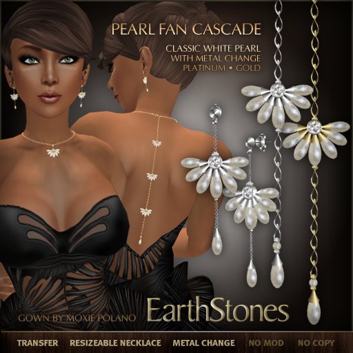 Pearl Necklace & Earrings by EarthStones Pearl Fan Cascade - Classic White Pearl