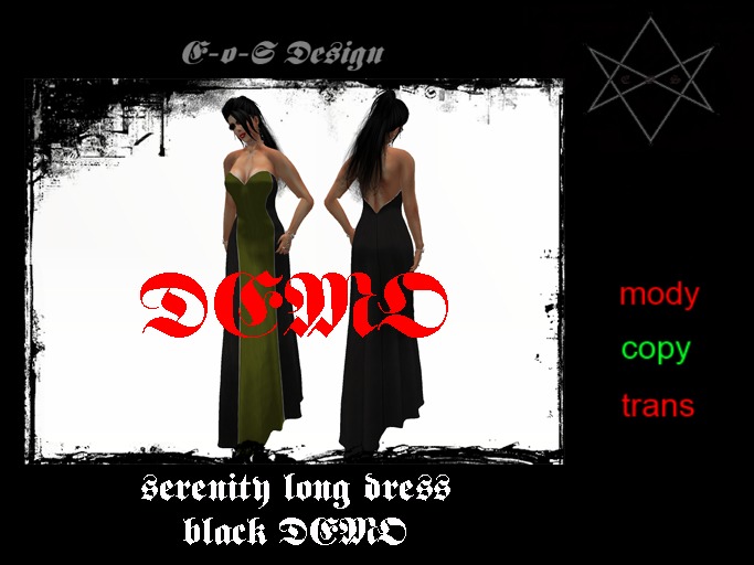 serenity rigged mesh long dress black DEMO