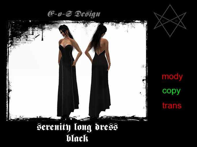 serenity rigged mesh long dress black