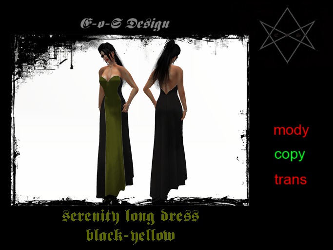 serenity rigged mesh long dress black-yellow