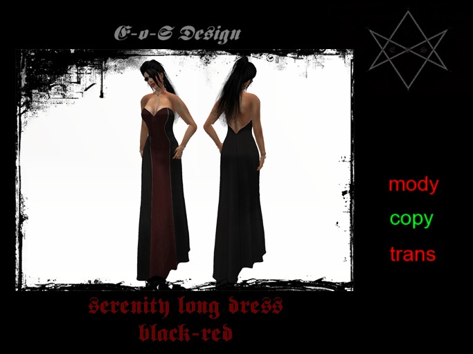 serenity rigged mesh long dress black-red