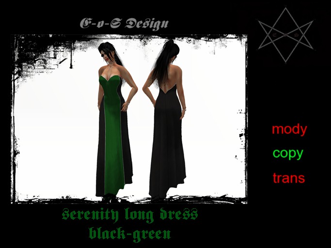 serenity rigged mesh long dress black-green