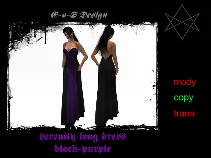 serenity rigged mesh long dress black-purple