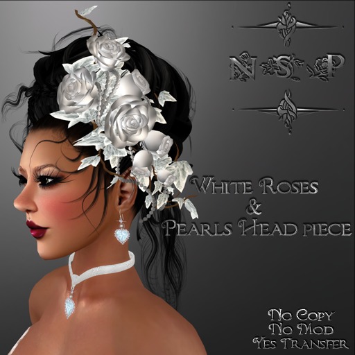 NSP White Roses & Pearls Head piece (boxed)