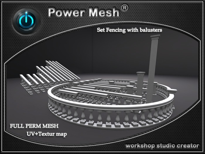 - { POWER MESH } - Full Perm Set Fencing with balusters 