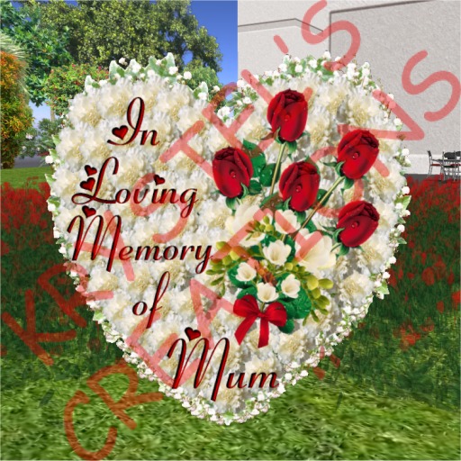 W26R In Loving Memory of Mum Red Roses Heart Wreath (Rezz Me)