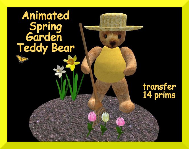 Animated Joyful Spring Gardening Teddy Bear
