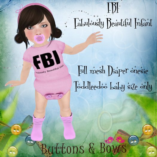 :BB: FBI diaper onesie Toddleedoo baby only