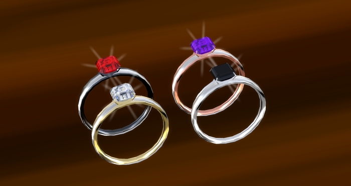 Troymart Slim Silver & Gold Asscher-Cut Solitaire Friendship Ring - Metal and Gem Color Change - Right-Hand Ring