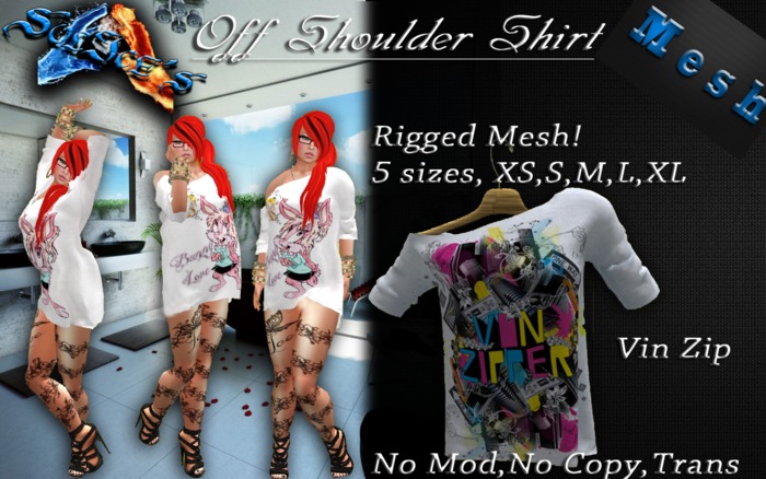 *SoL!ce's* Off Shoulder Shirt Rigged Mesh!