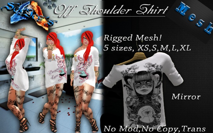 *SoL!ce's* Off Shoulder Shirt Rigged Mesh! (Mirror)