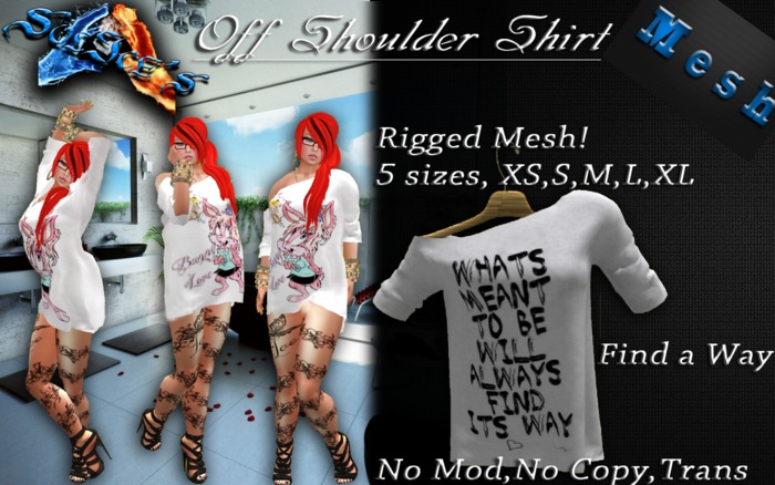 *SoL!ce's* Off Shoulder Shirt Rigged Mesh!