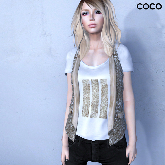 *COCO*_Gilet&Tee_SequinGold