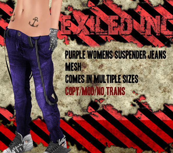 [Exiled Inc.] Purple Womens Suspender Jeans [MESH]