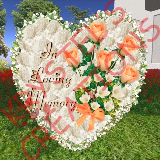 W29 In Loving Memory Peach Roses Heart Wreath (Rezz Me)