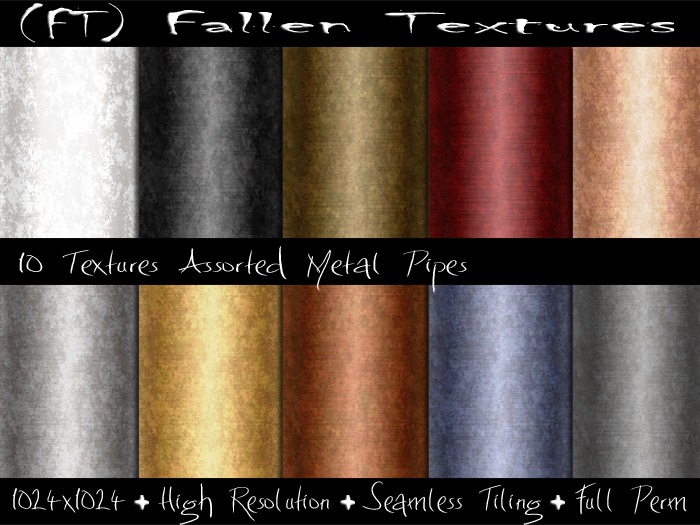 (FT) Fallen Textures FULL PERM Textures Assorted Metal Pipes 10 Textures
