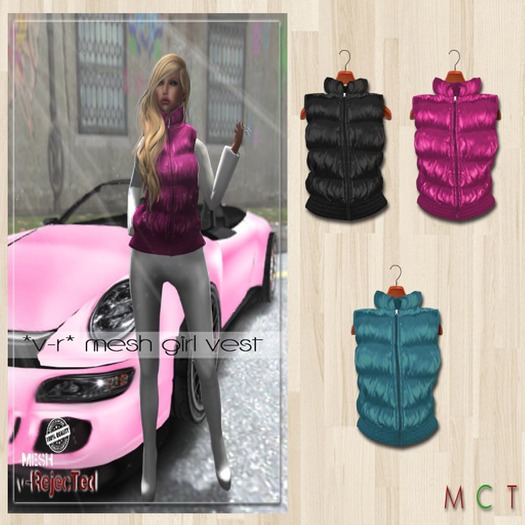*v-R*  Mesh Girl Vest 3 Color Acqua,Fuschia,Black