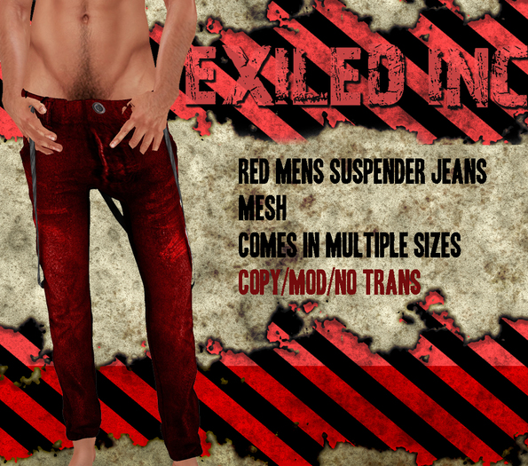 [Exiled Inc.] Red Mens Suspender Jeans [MESH]