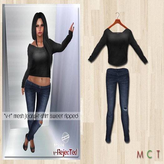 *v-R* Mesh Jeans+T-Shirt Sweet ripped