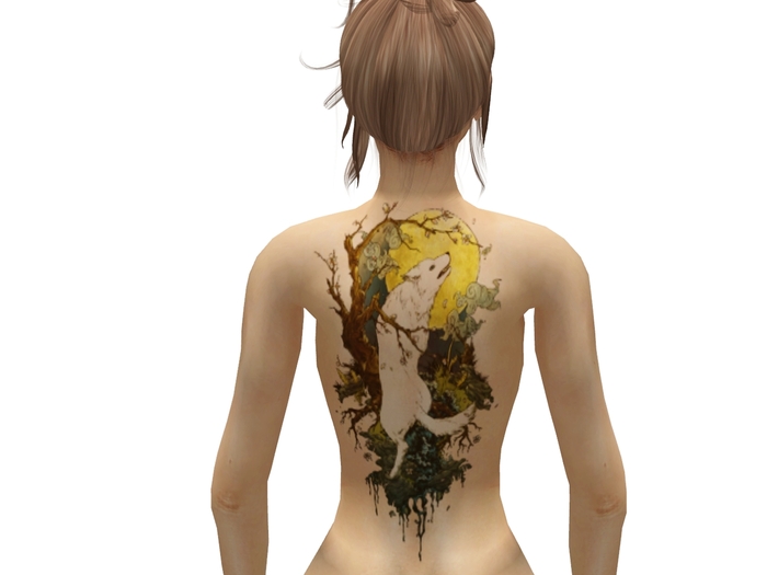White Wolf Back Tattoo