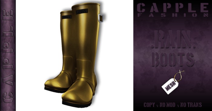 CAPPLE :: Rain Boots - Gold - Mesh